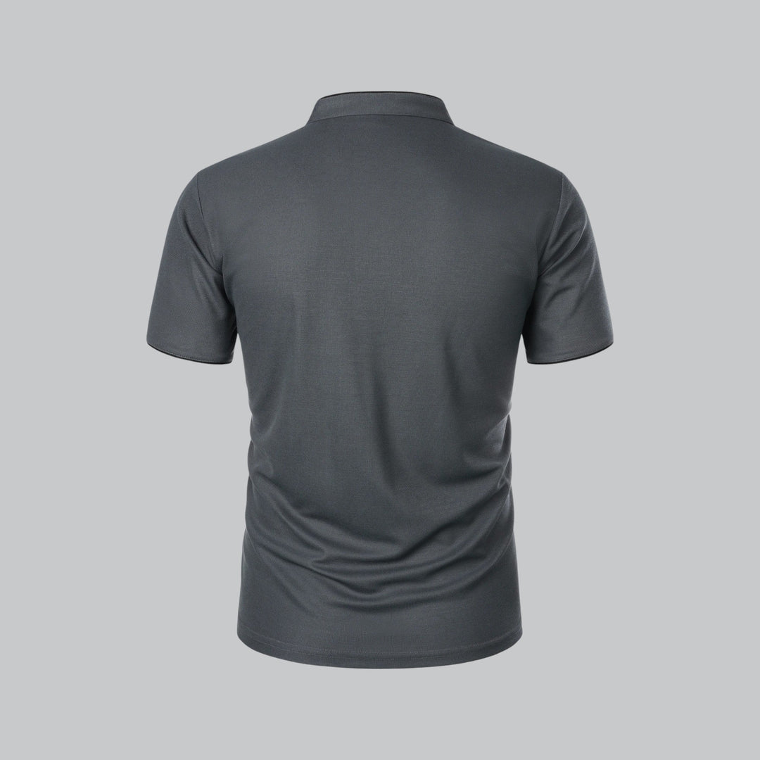 Men's Timeless Luxury Collarless Polo Shirt, short sleeve, perfect for a refined and sophisticated casual look.