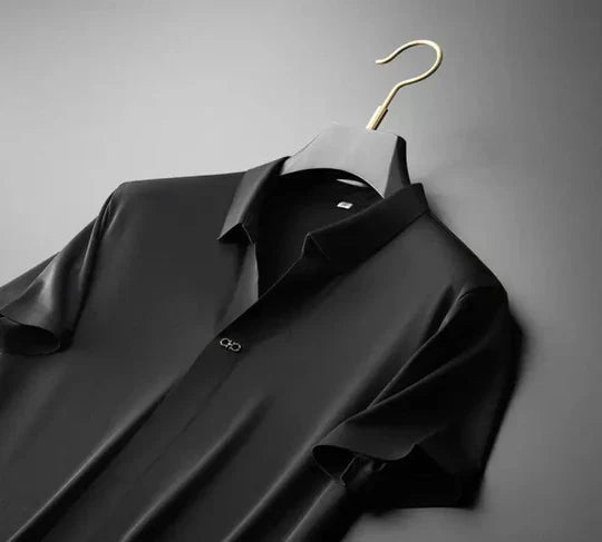 Men's luxury cotton linen shirt from the two-piece set, offering casual elegance & breathability.