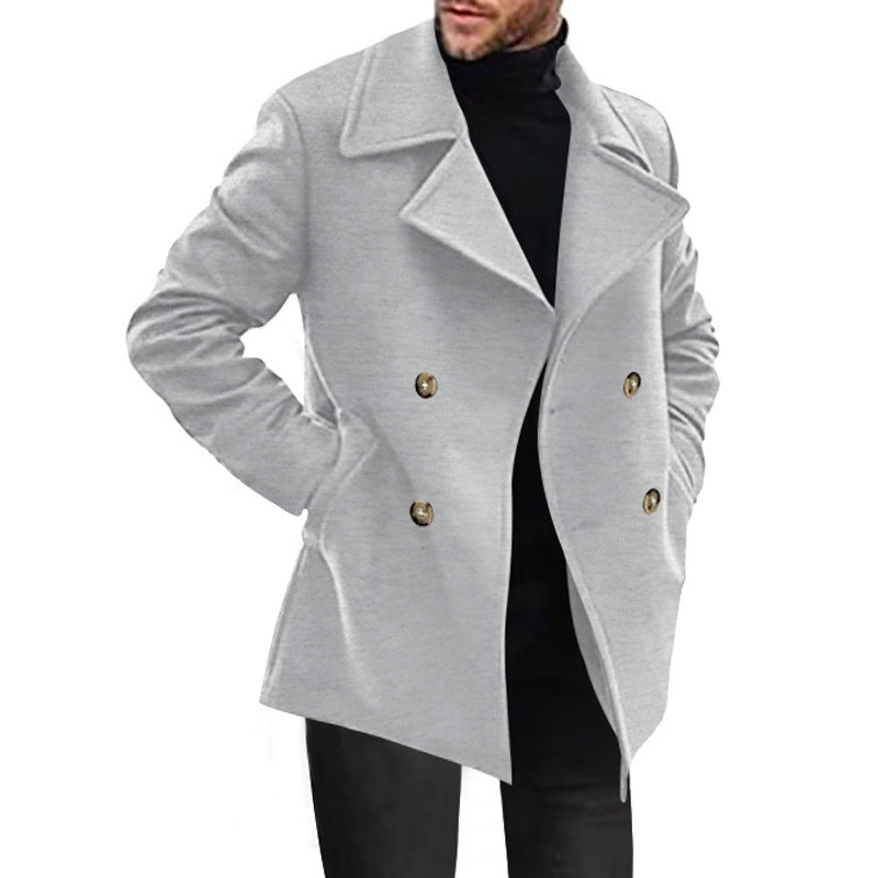 Premium men's double-breasted jacket, versatile for smart casual, business, and formal winter fashion.