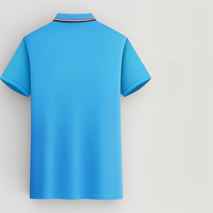 Sophisticated casual top: men's luxury polo shirt. Lightweight stretch fit for easy, stylish wear.
