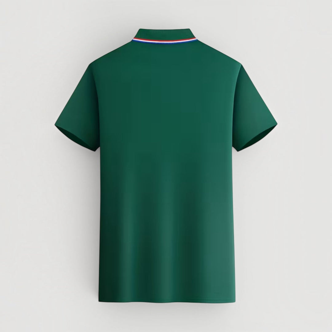 Short sleeve men's polo shirt, lightweight & breathable, stretch fit for active comfort & men's fashion.