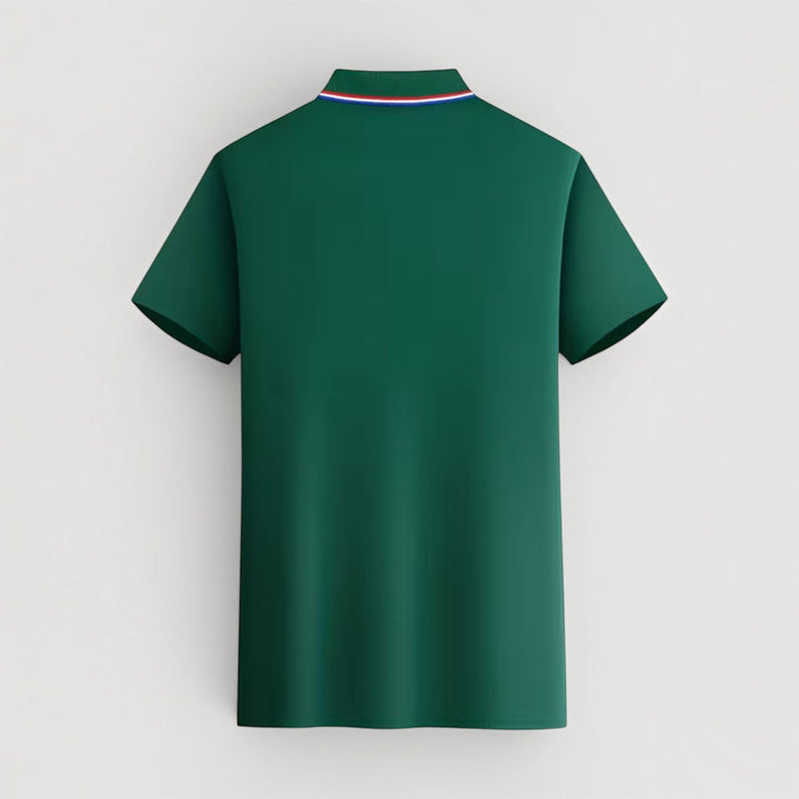 Short sleeve men's polo shirt, lightweight & breathable, stretch fit for active comfort & men's fashion.