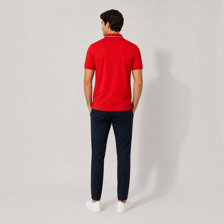 Stylish men's polo shirt with stretch fit for ultimate comfort. Versatile short sleeve casual top.