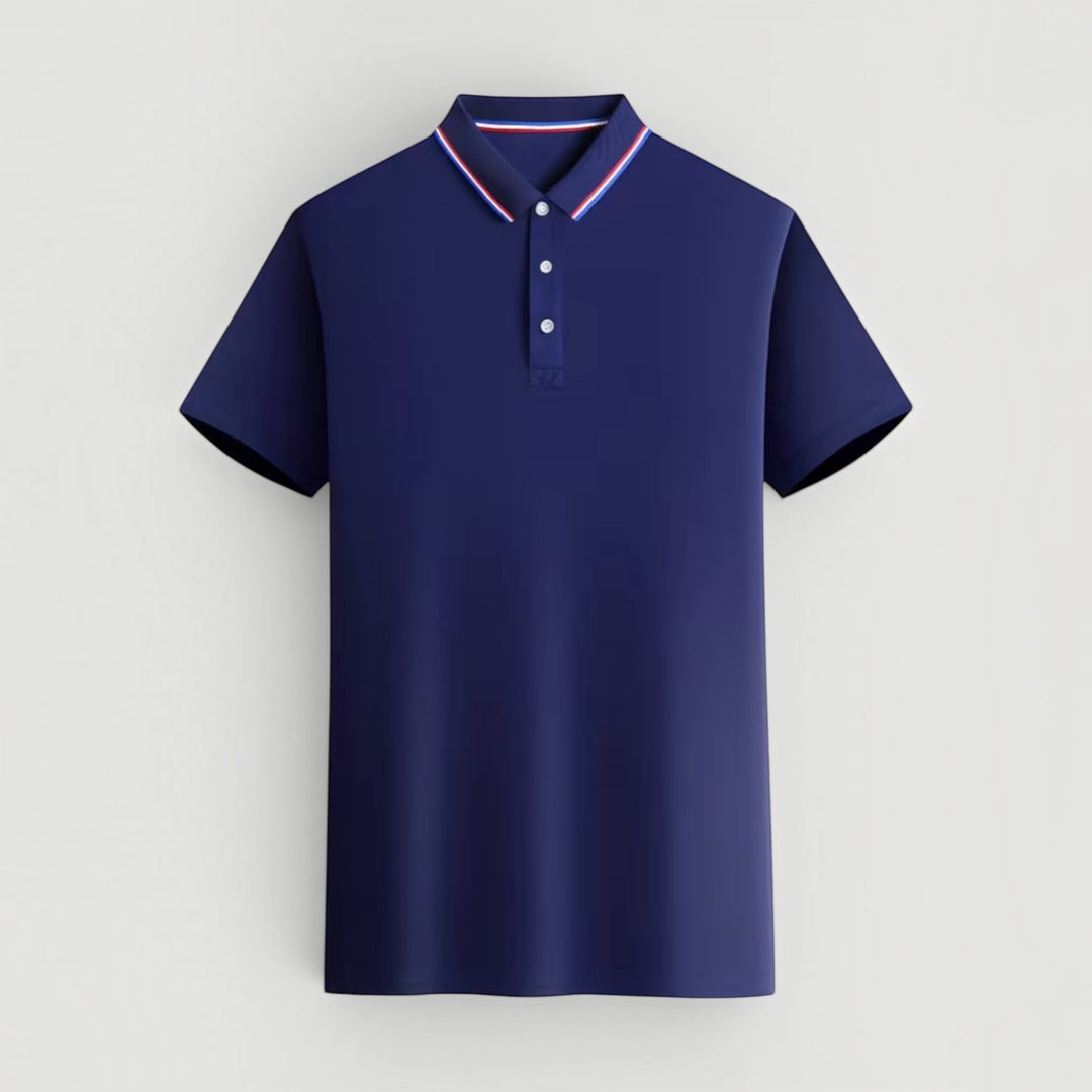 Elegant men's short sleeve polo shirt. Lightweight, comfortable & stretch fit for sophisticated casual wear.