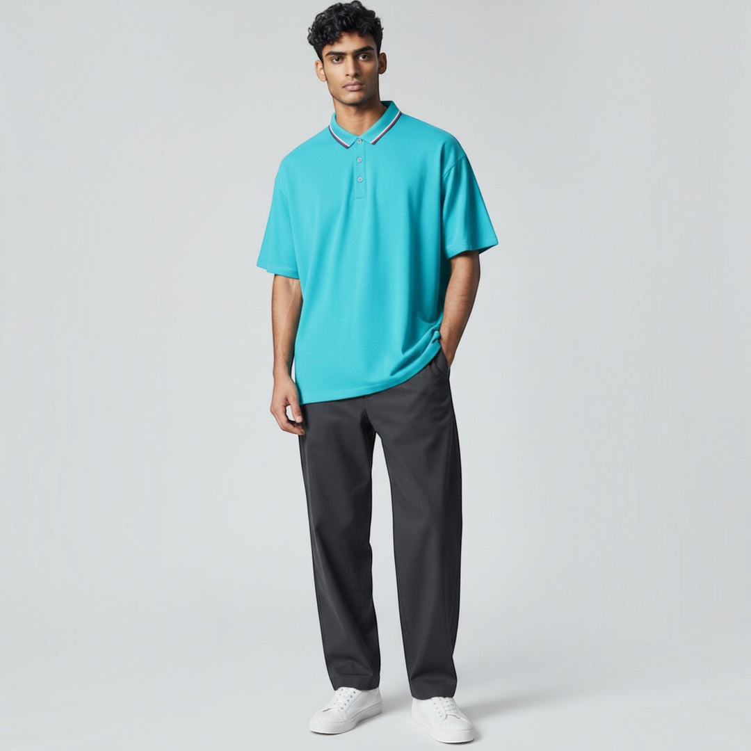 Comfortable men's stretch fit polo shirt. Breathable, lightweight fabric for all-day wear.