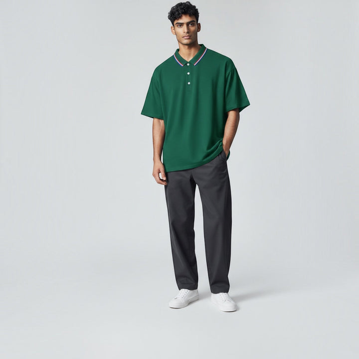 Elegant men's polo shirt, smart casual top. Lightweight stretch fit for modern men's fashion.