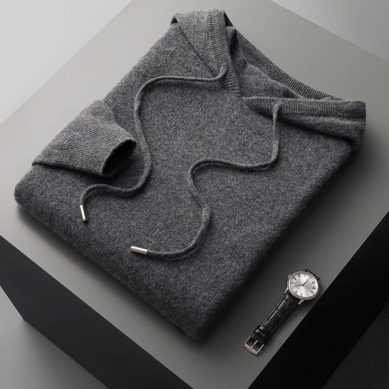 Men's luxury pullover hoodie, versatile for casual outings. Stylish and comfortable with an adjustable drawstring.