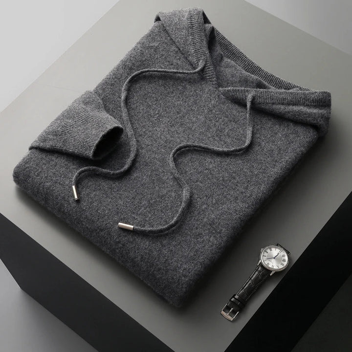 Men's luxury pullover hoodie, versatile for casual outings. Stylish and comfortable with an adjustable drawstring.