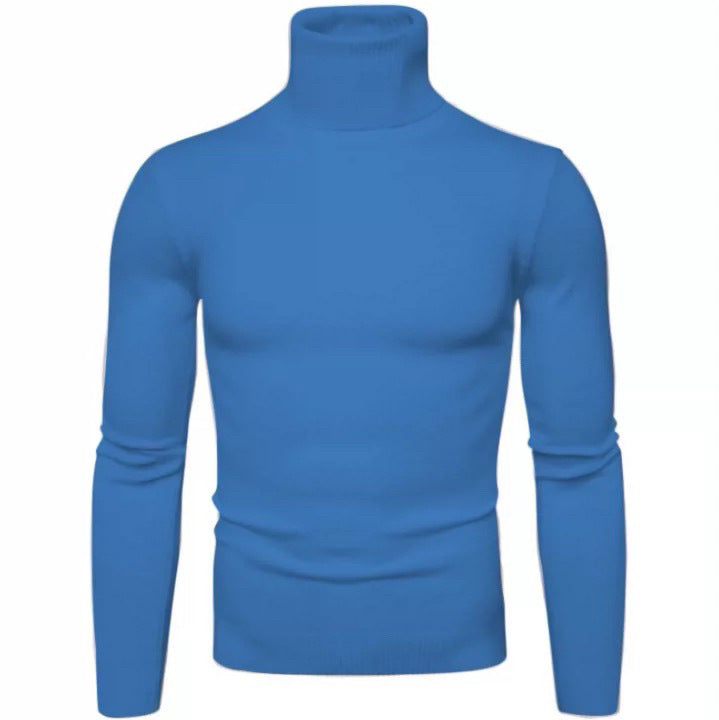 Casual yet elegant: Men's light beige Merino wool turtleneck sweater