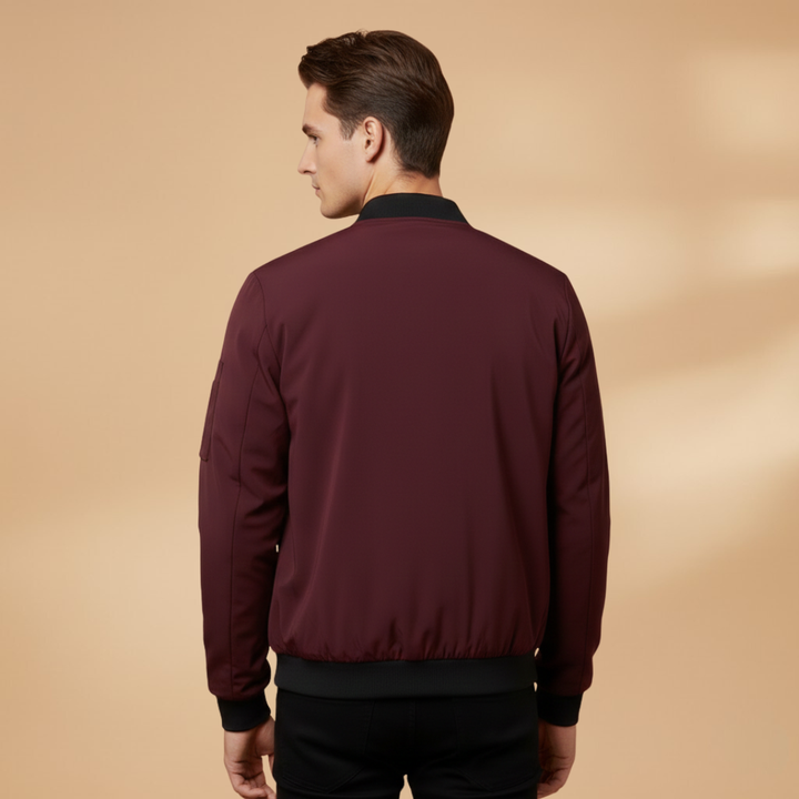 Khaki metallic bomber jacket for men, fashion outerwear, great for modern casual style.