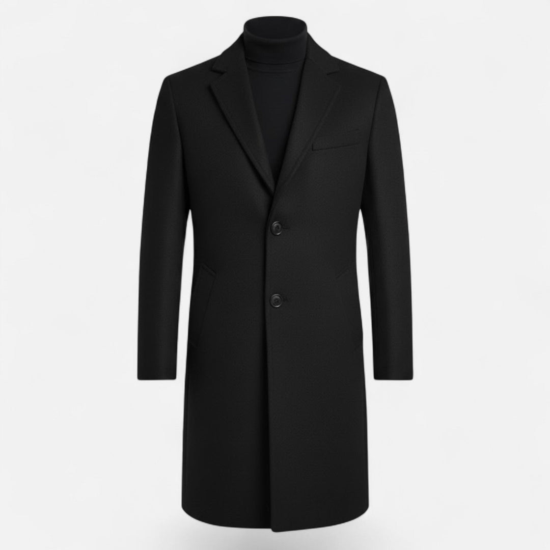 Black wool trench coat for men, a versatile winter coat with classic style