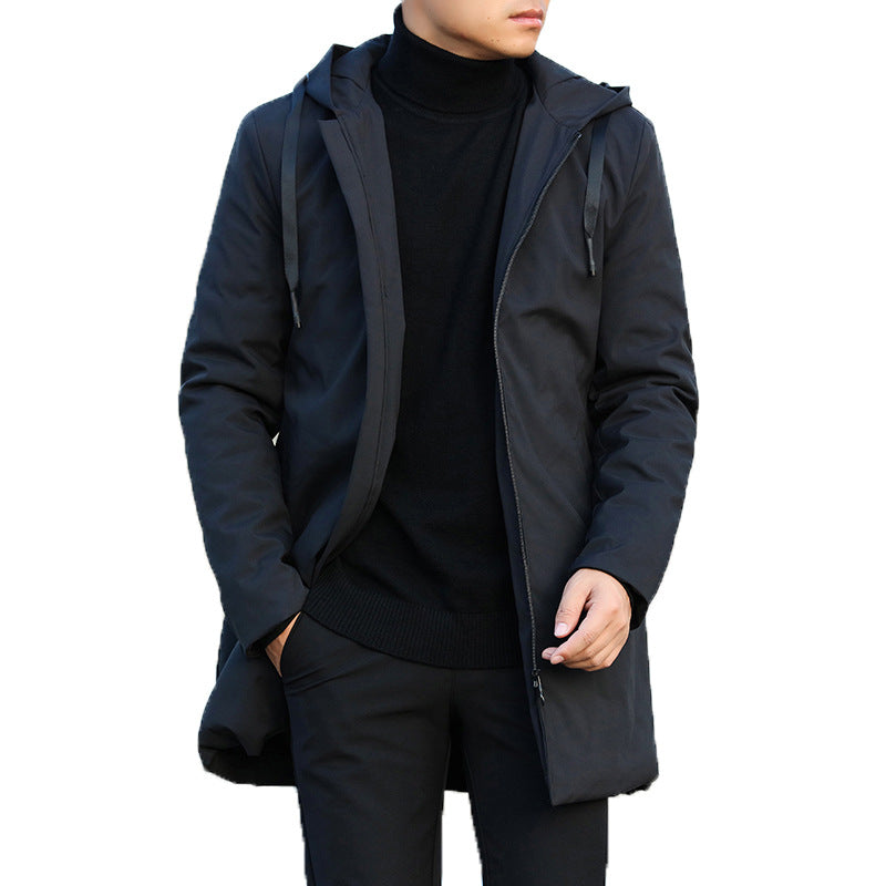 Men's modern-chic hooded winter jacket. A warm, stylish and functional outerwear coat for cold days.
