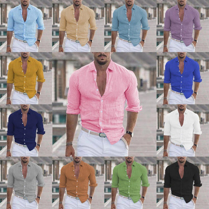 Men's modern fit long-sleeve button-up shirt, perfect for smart casual & business casual wear.
