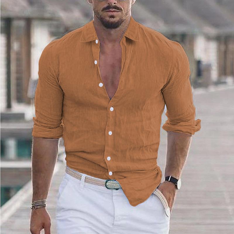 Men's long-sleeve button-up shirt with a modern fit, offering breathable comfort and style.