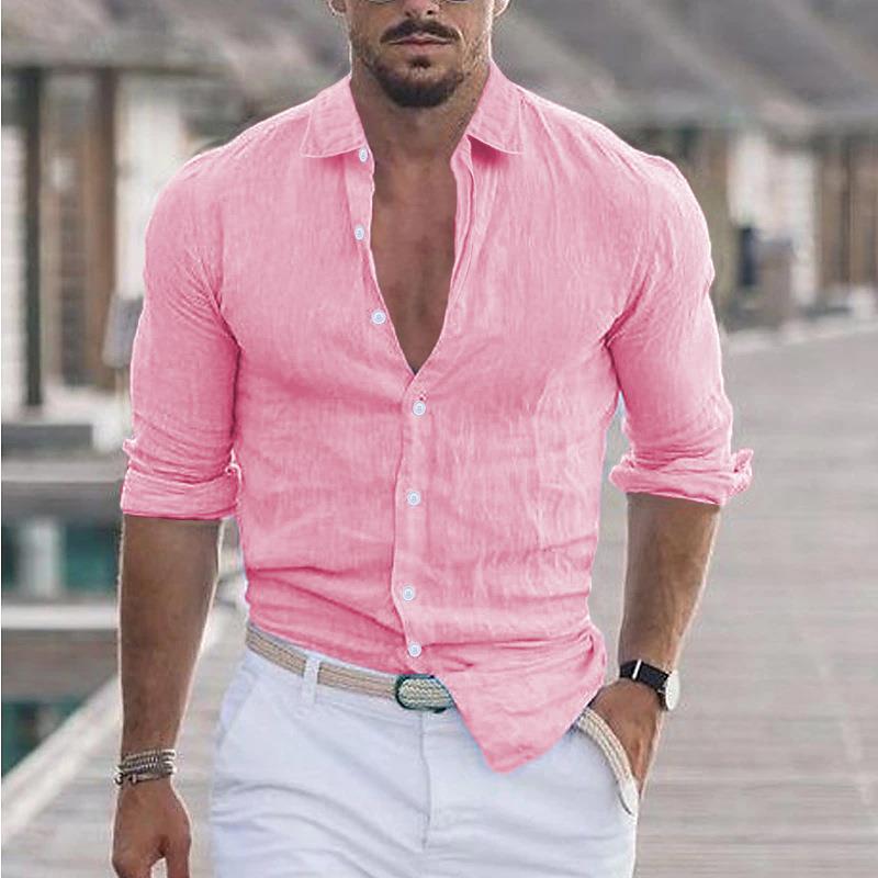 Smart men's long-sleeve button-up shirt, modern fit, ideal for elevating business casual attire.