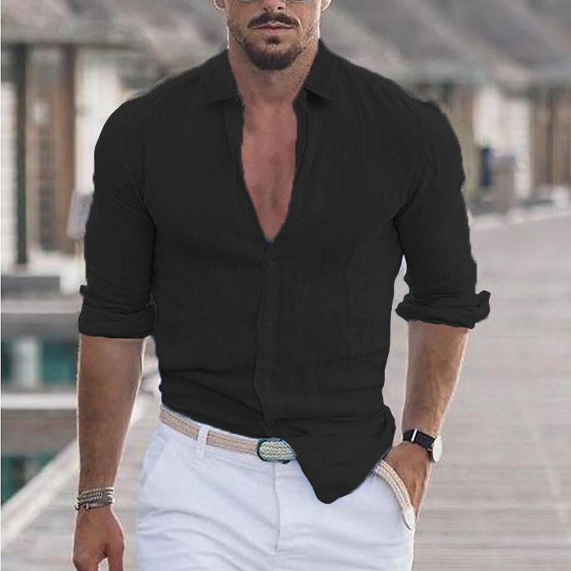 Durable men's modern fit long-sleeve button-up shirt, great for casual, formal, or daily wear.