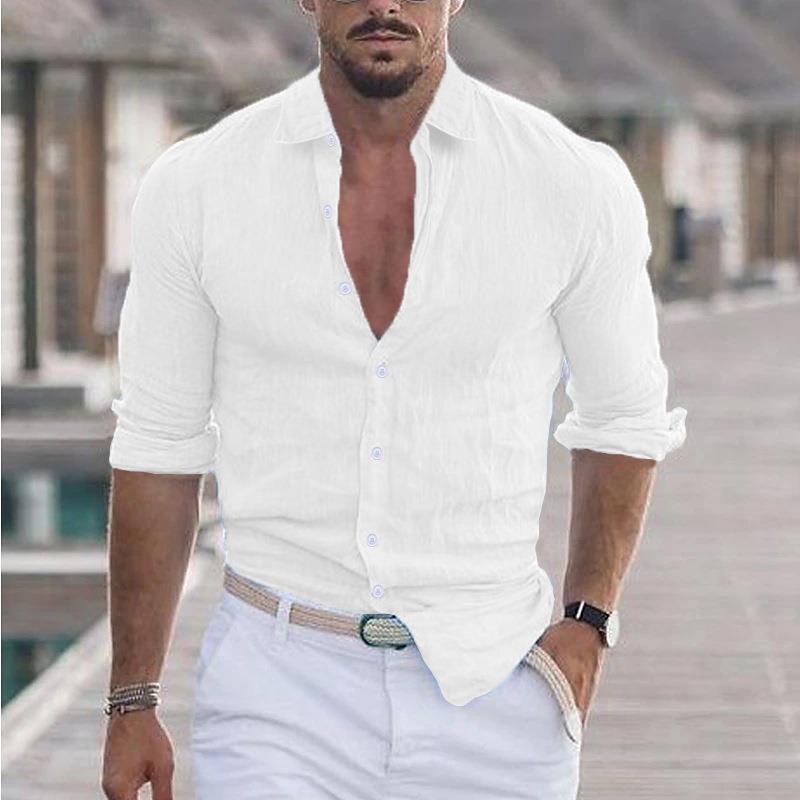 High-quality men's long-sleeve button-up shirt, modern fit design for tailored everyday wear.