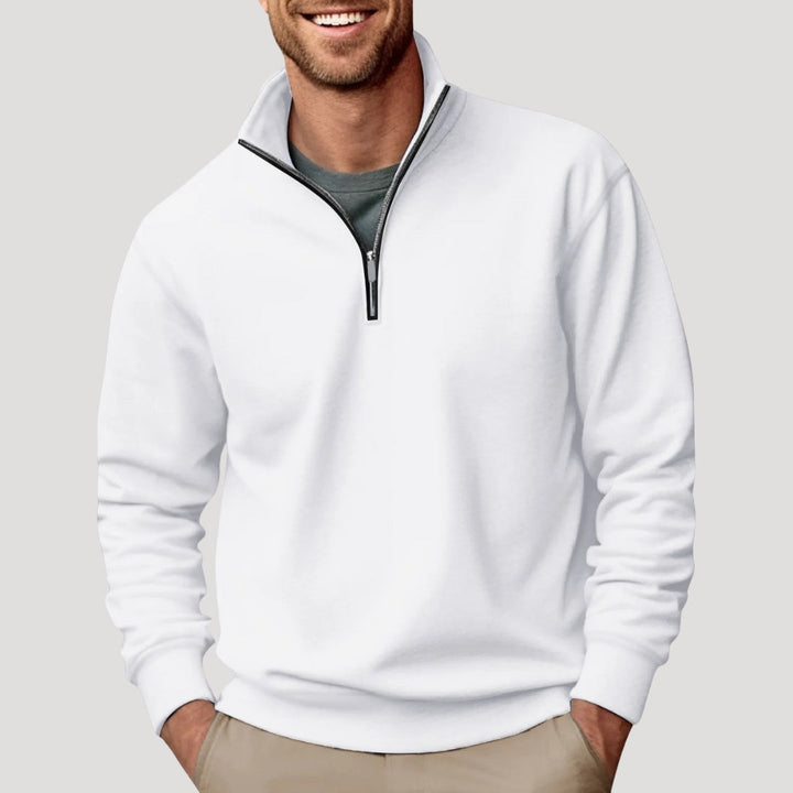 Men's modern quarter zip sweatshirt for effortless casual wear & comfort.