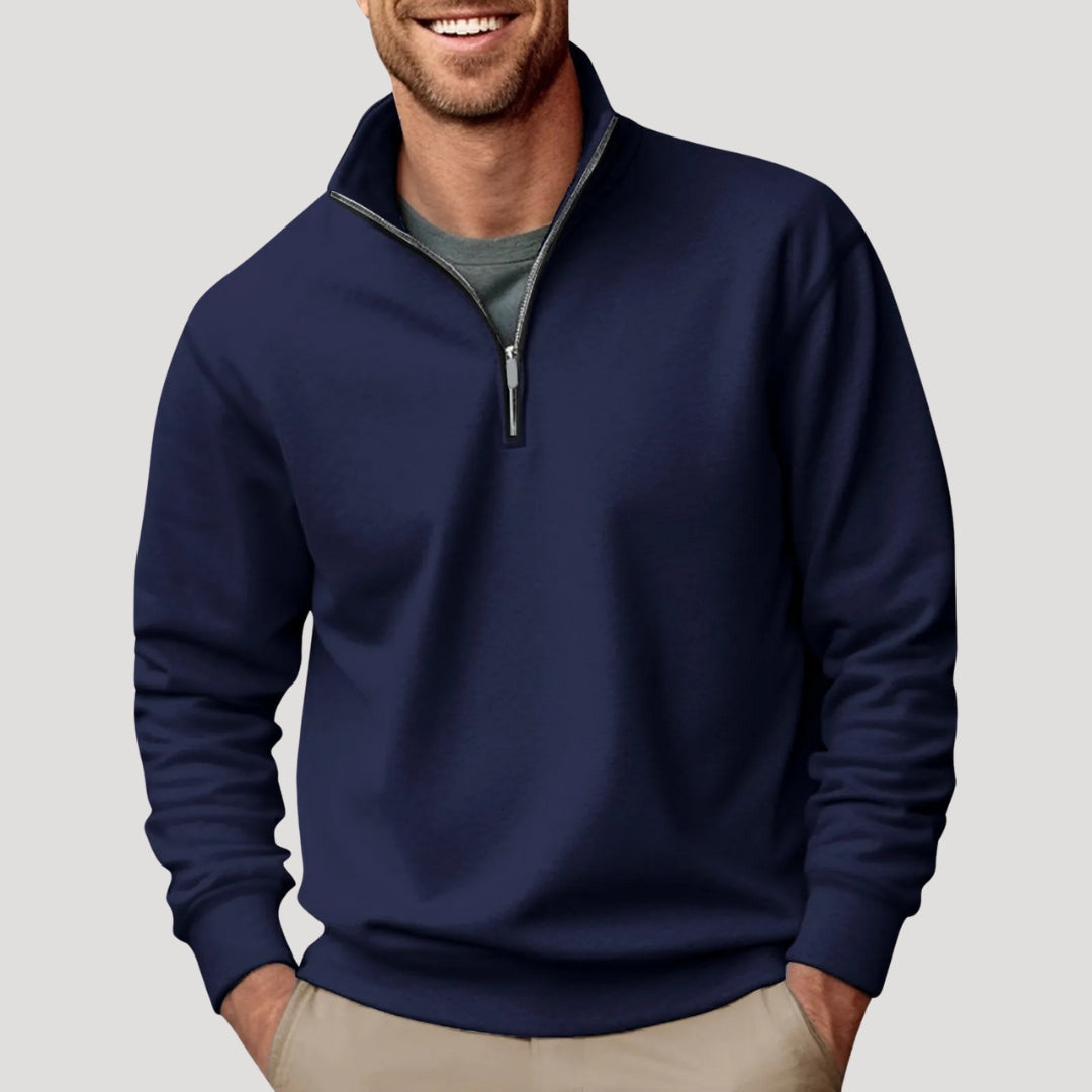 Versatile men's sweatshirt with quarter zip, offering modern comfort & easy style.