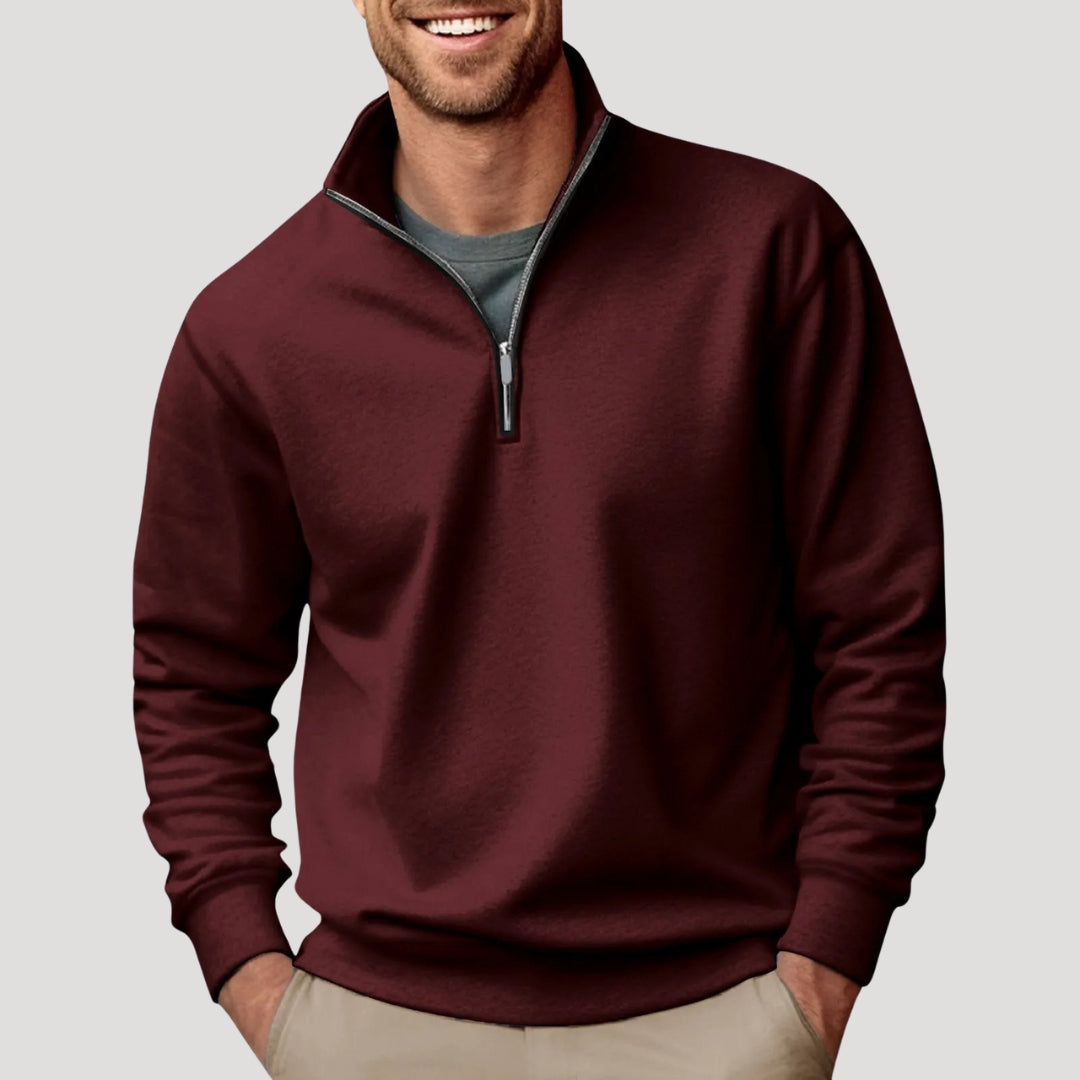 Men's comfortable quarter zip sweatshirt, a stylish pullover for modern casual layering.