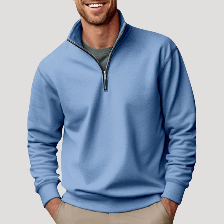 Everyday men's quarter zip pullover, offering modern style and ultimate comfort.