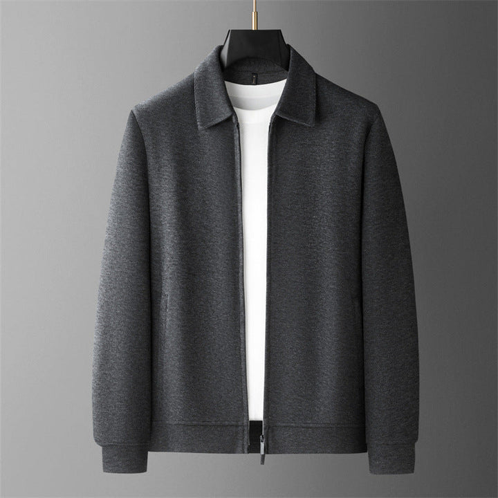 Stylish men's stand collar jacket, perfect for casual modern everyday fashion. Sleek, comfortable autumn outerwear.