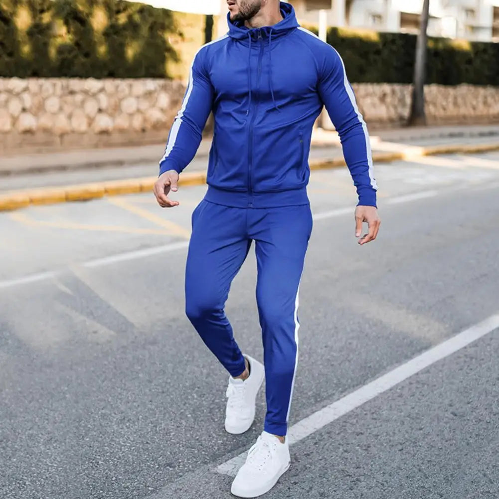 Complete men's activewear outfit, featuring a trendy track jacket & track pants for ultimate comfort & style.