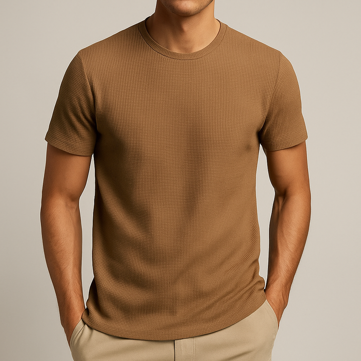 Men's modern waffle knit crew neck t-shirt in a relaxed fit