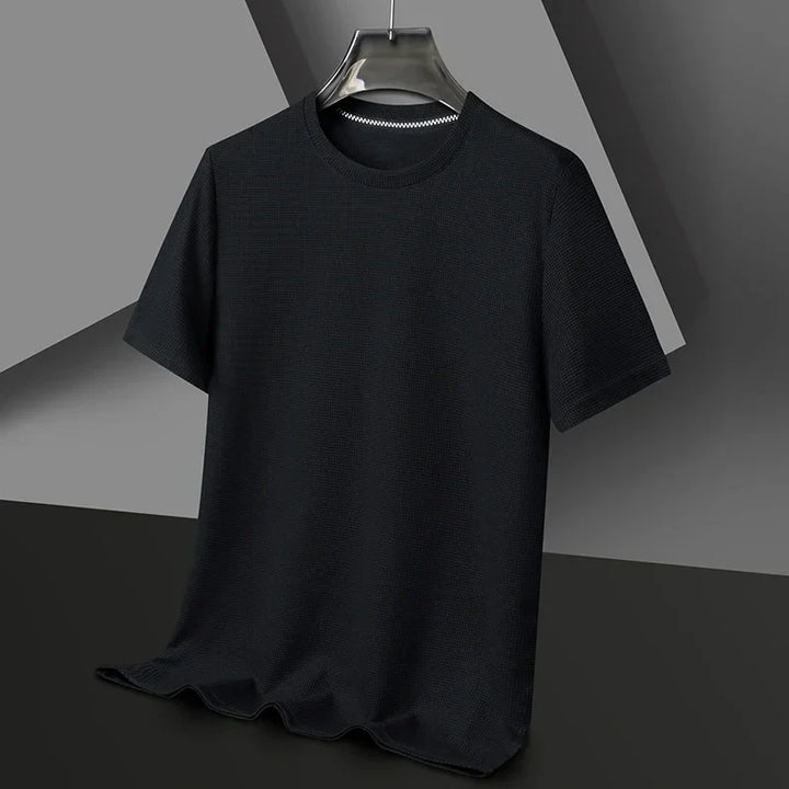 Stylish short sleeve waffle knit shirt for men, perfect for summer outfits