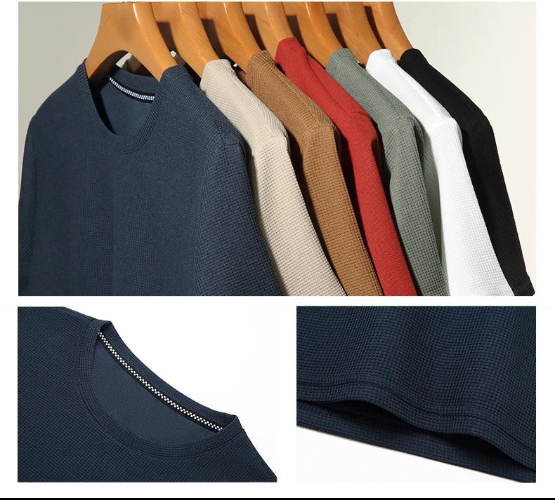 Essential men's everyday t-shirt featuring a subtle waffle knit design