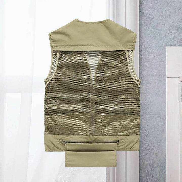 Men's multi-pocket lightweight fishing vest, ideal for outdoor angling & adventure.