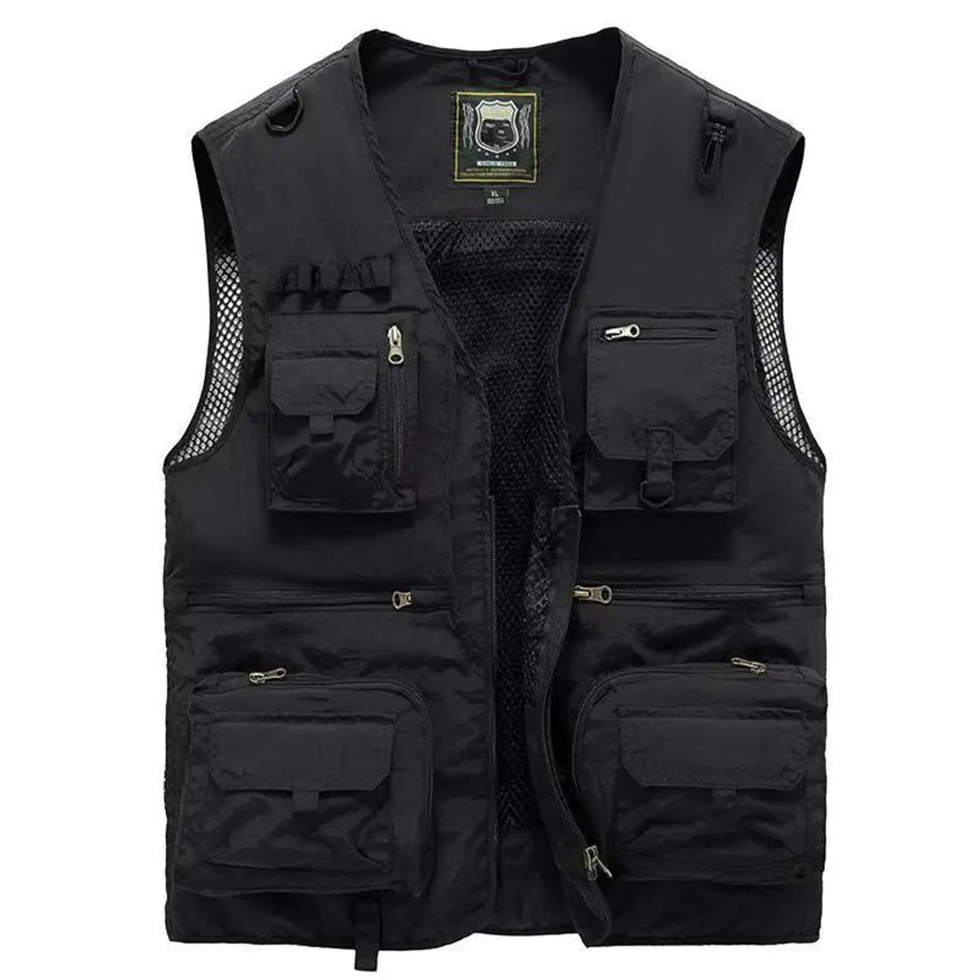Men's adventure vest: multi-pocket design, perfect for fishing, hiking, camping, & travel.