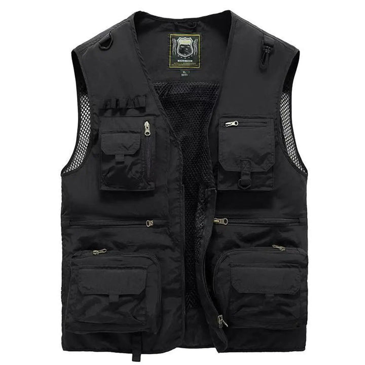Men's adventure vest: multi-pocket design, perfect for fishing, hiking, camping, & travel.