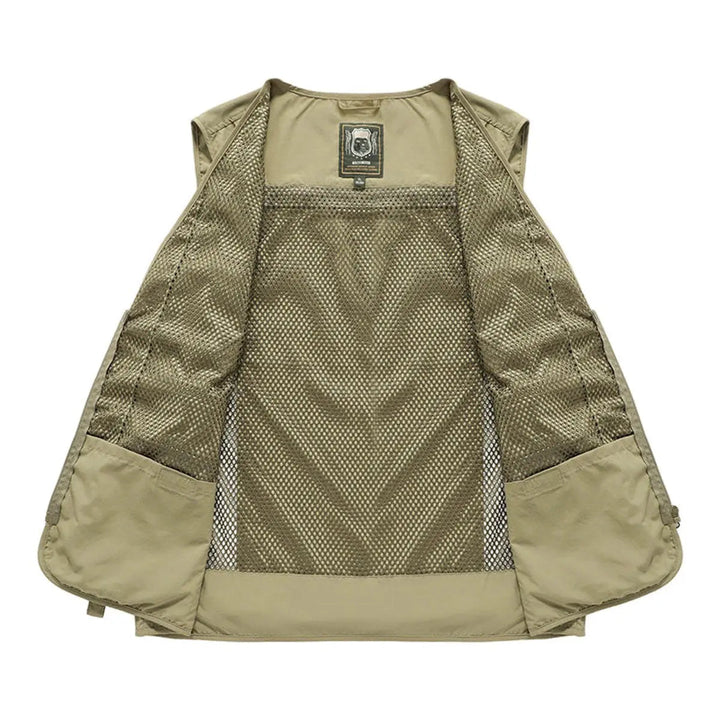 Outdoor men's travel vest, lightweight & multi-pocket for essentials during adventures.