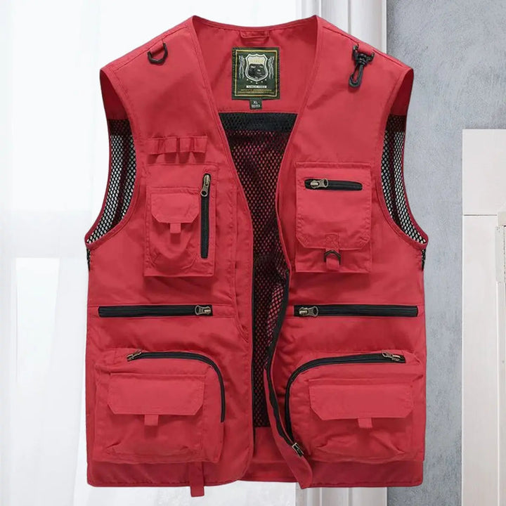 Men's breathable utility vest, excellent for fishing, hiking, & outdoor activities.