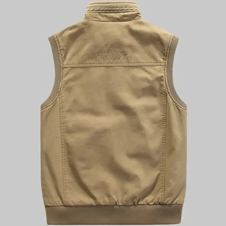 Practical men's multi-pocket utility vest in cotton. Ideal travel & casual vest for outdoor adventures.