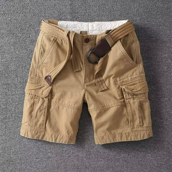 Men's multi-pocket straight-leg cargo shorts, perfect for casual summer wear & everyday style.