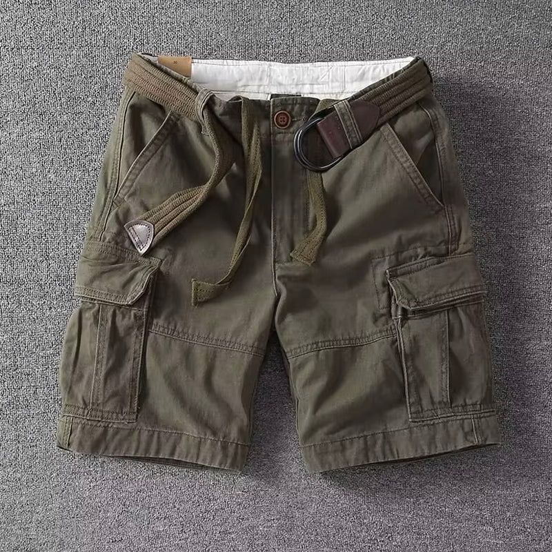 Durable men's utility cargo shorts with multiple pockets, ideal for outdoor activities & comfort.