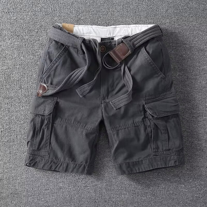 Men's cargo shorts featuring an adjustable waist and ample pockets for practical, everyday utility.