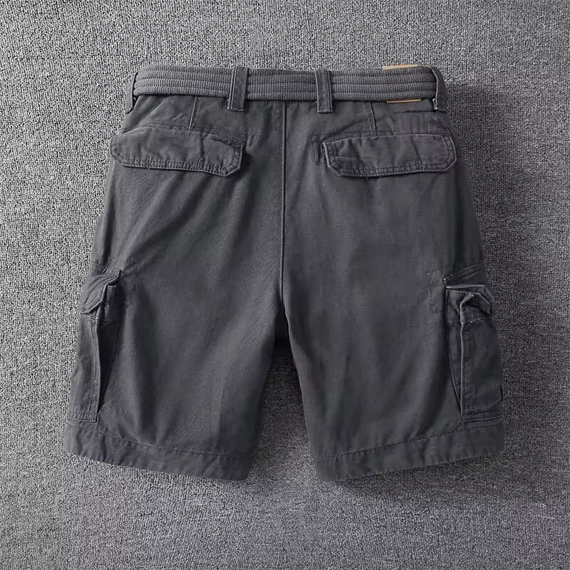 Comfortable men's multi-pocket cargo shorts, straight-leg design for casual style & utility.