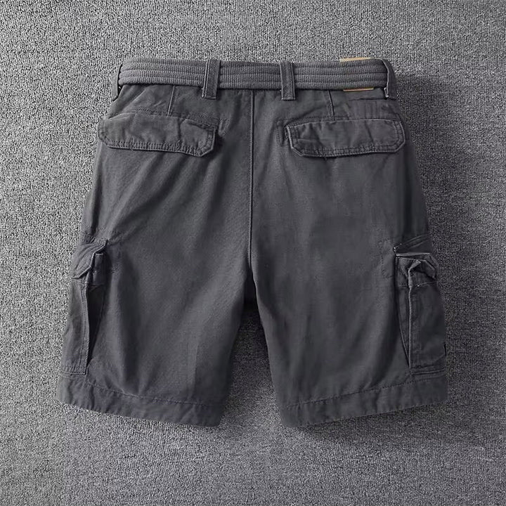 Comfortable men's multi-pocket cargo shorts, straight-leg design for casual style & utility.