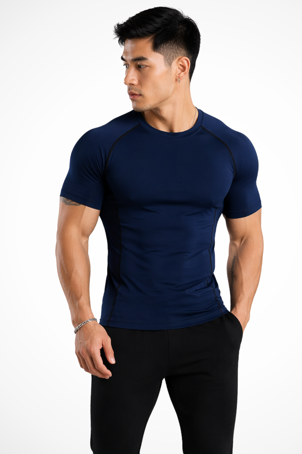 Men's muscle fit crew neck t-shirt. Slim short sleeve top, ideal for showcasing an athletic physique & casual style.