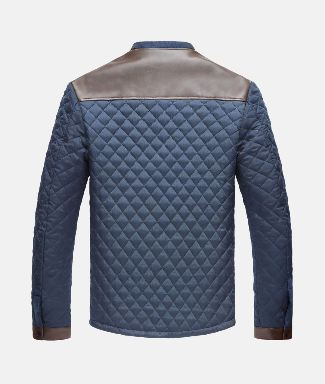 Casual navy blue quilted men's jacket, button-down & lightweight, ideal for everyday fall comfort.