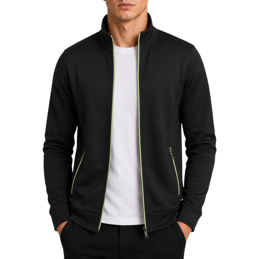 Comfortable grey high neck men's sweater, perfect for cold weather layering.