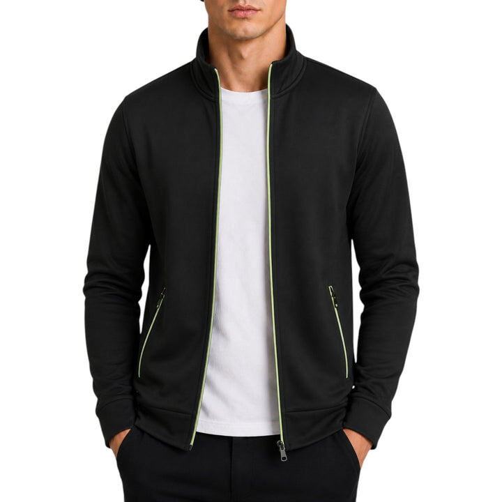 Comfortable grey high neck men's sweater, perfect for cold weather layering.