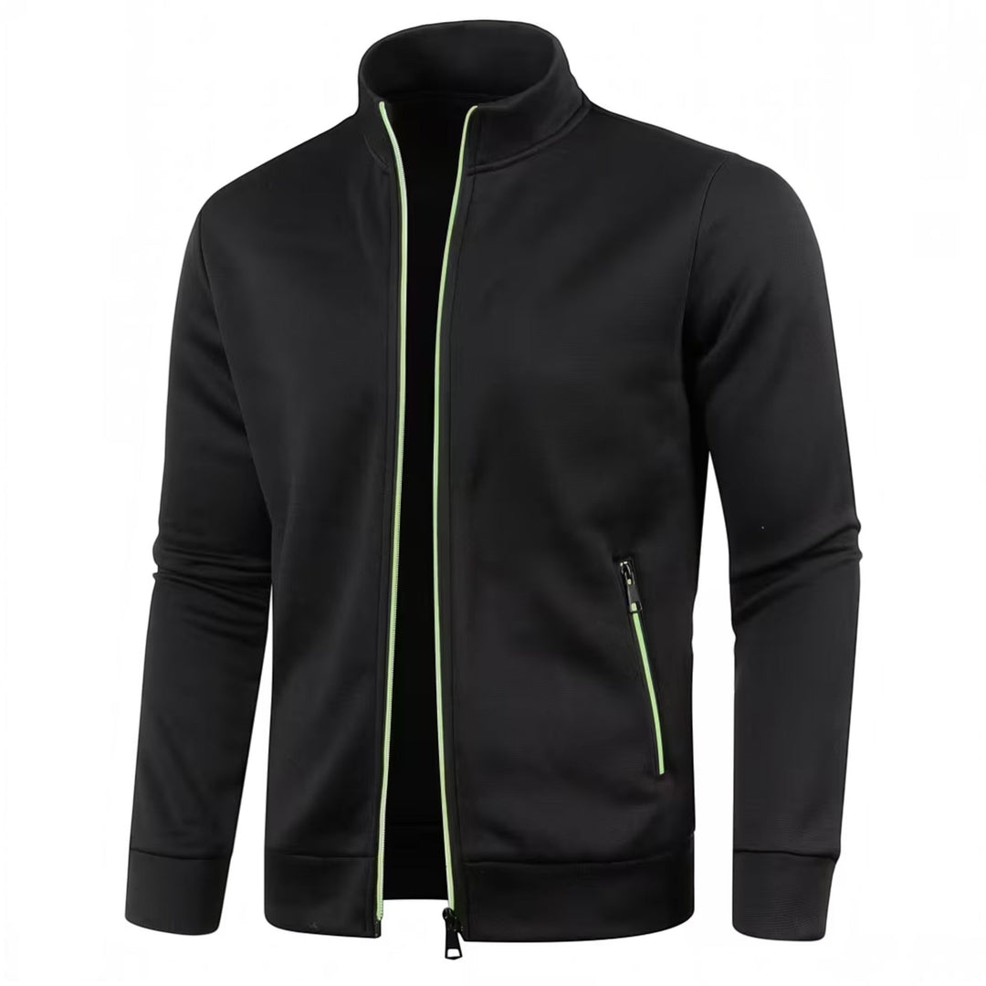 Men's casual high neck knit sweater, navy long sleeve for ultimate comfort.