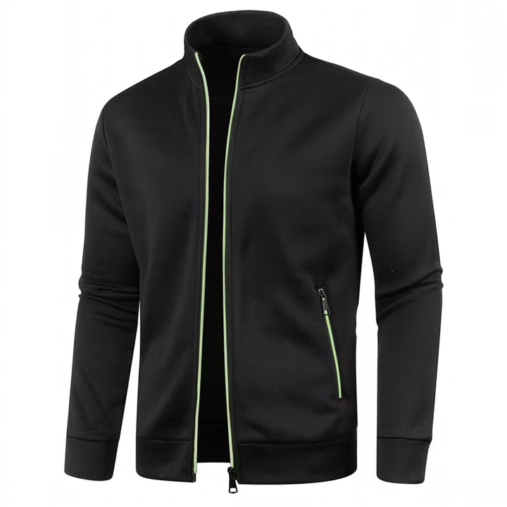 Men's casual high neck knit sweater, navy long sleeve for ultimate comfort.