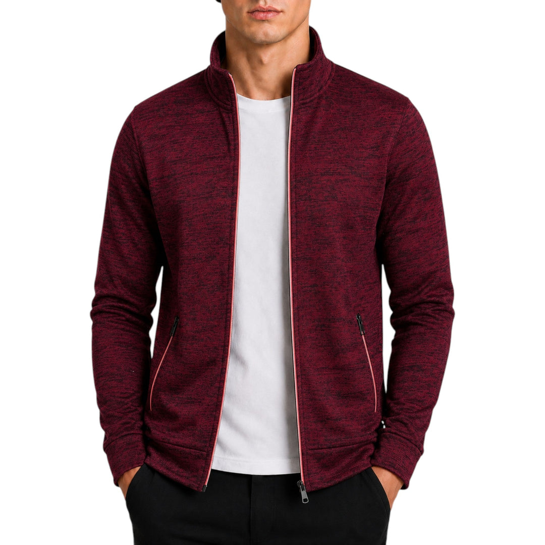 Men's comfortable high neck knit sweater in navy, ideal for relaxed winter days.