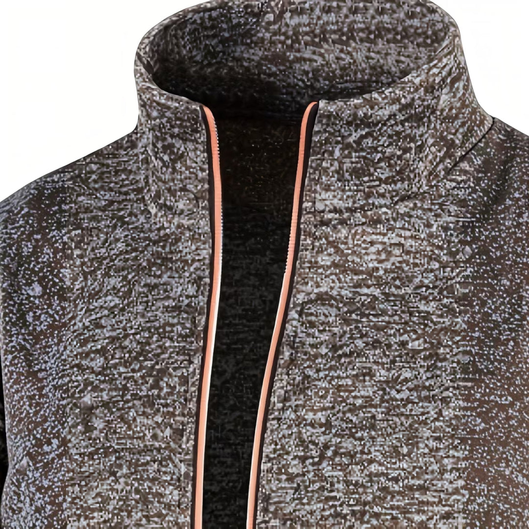 Men's high neck knit sweater, classic navy, offering comfort & smart casual appeal.