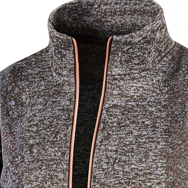 Men's high neck knit sweater, classic navy, offering comfort & smart casual appeal.